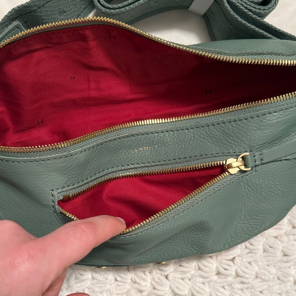 Hammitt Green Leather Crossbody Belt Bag with Gold Hardware - Picture 4 of 8